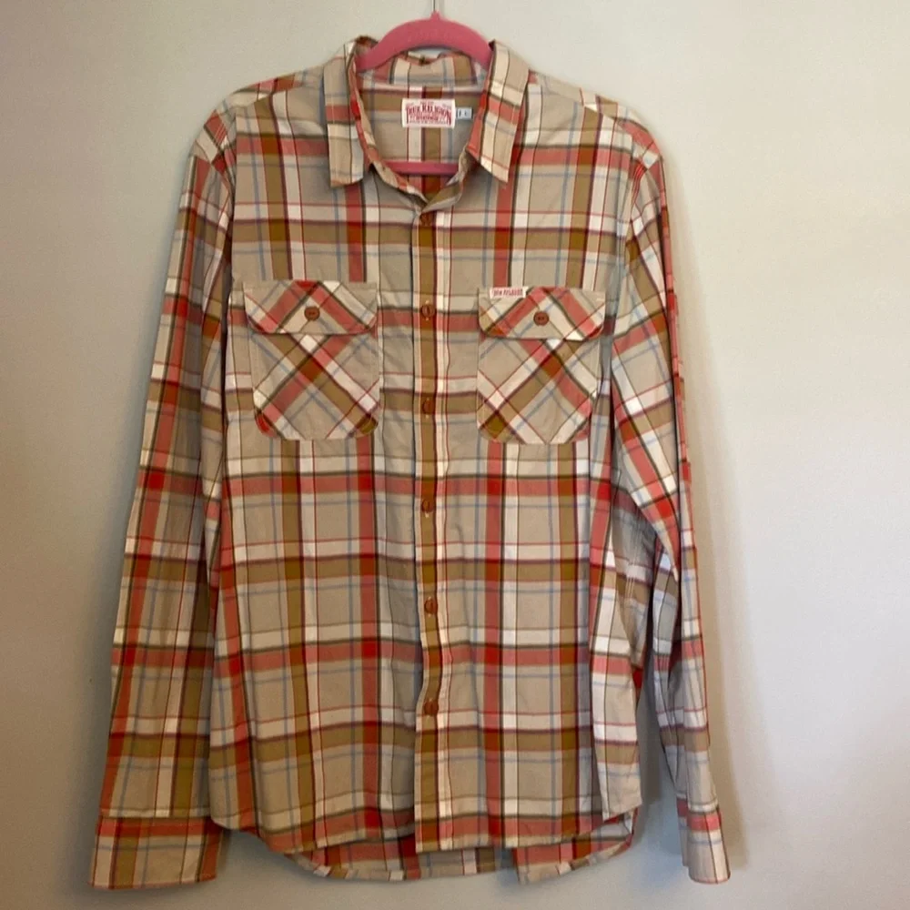 True Religion Plaid Long Sleeve  Button Up Shirt men’s size Large